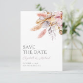 Invitation Budget Économisez La Date Pampas Grass Chic Boho F (Debout devant)