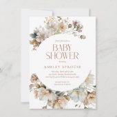 Invitation Budget Elegant Boho Baby shower botanique floral (Devant)