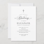 Invitation Budget Élégant Cross Calligraphy Christening (Devant)