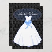 Invitation Budget Elegant Damask Fête des mariées (Devant / Derrière)