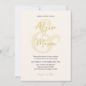 Invitation Budget Elegant or et Mariage d'orange beige (Devant)