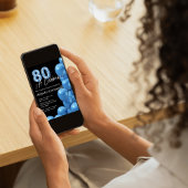 Invitation Budget Espagnol Ballons Bleus Noir 80e anniversair