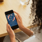 Invitation Budget Espagnol Bleu Élégant 90e fête d'anniversai