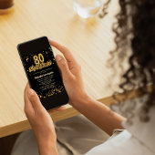 Invitation Budget Espagnol Noir & Or Confetti 80e anniversair