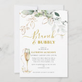 Invitation Budget Eucalyptus Gold Rose Blush Fête des mariées (Devant)