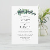 Invitation Budget Eucalyptus Verdure Mariage élégant (Debout devant)