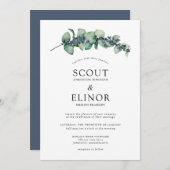 Invitation Budget Eucalyptus Verdure Mariage élégant (Devant / Derrière)