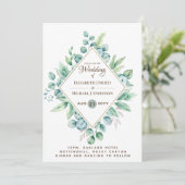 Invitation Budget Eucalyptus Verdure Mariage moderne Invite (Debout devant)