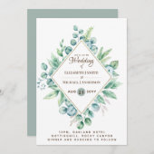 Invitation Budget Eucalyptus Verdure Mariage moderne Invite (Devant / Derrière)