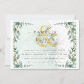 Invitation BUDGET Eucalyptus Verdure Or Mariage QR CODE IN (Devant)