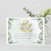 Invitation BUDGET Eucalyptus Verdure Or Mariage QR CODE IN (Debout devant)