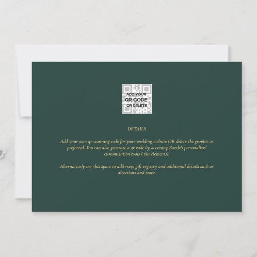 Invitation BUDGET Eucalyptus Verdure Or Mariage QR CODE IN (Dos)