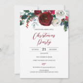 Invitation Budget Festif de Noël Floral Red White Party (Devant)