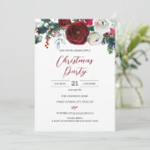 Invitation Budget Festif de Noël Floral Red White Party (Debout devant)