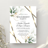 Invitation BUDGET Feuille Gold Watercolor ENGAGEMENT PARTI