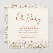 Invitation Budget Fleur sauvage Oh Baby shower Floral (Devant / Derrière)