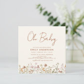 Invitation Budget Fleur sauvage Oh Baby shower Floral (Debout devant)