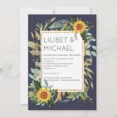Invitation Budget Fleurs de soleil rustiques BOHO Mariage ver (Devant)