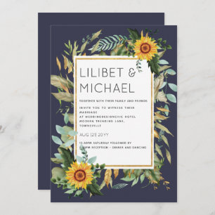 Invitation Budget Fleurs de soleil rustiques BOHO Mariage ver