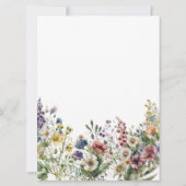 Invitation Budget Fleurs Sauvages Colorées Aquarelle Florale (Dos)