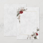 Invitation Budget floral blank mariage rouge et brume  (Devant / Derrière)