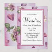 Invitation Budget Floral Bourgogne Aquarelle Romantique Éléga (Devant / Derrière)