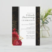 Invitation Budget floral pour les 50 ans de mariage (Debout devant)
