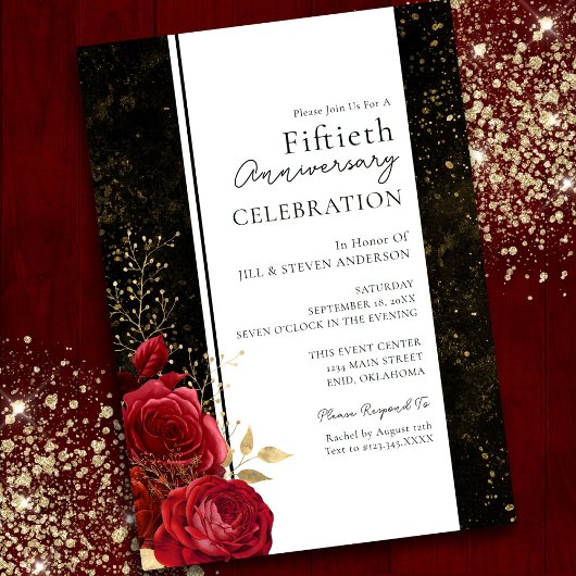 Invitation Budget floral pour les 50 ans de mariage