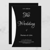 Invitation Budget Forme Simple Chic mariage noir et blanc (Devant / Derrière)