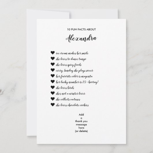 Invitation Budget Fun Facts Photo Script Classe de diplôme (Dos)