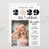 Invitation Budget Fun Facts Photo Script Classe de diplôme (Devant / Derrière)