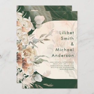 Invitation BUDGET Green BOHO Terracotta Floral Mariage