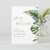 Invitation Budget Green Leaf Boho Wedding enregistrer la cart (Debout devant)