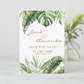 Invitation Budget Green Leaf Boho Wedding enregistrer la cart (Debout devant)