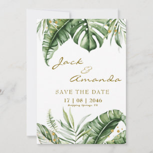 Invitation Budget Green Leaf Boho Wedding enregistrer la cart