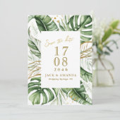 Invitation Budget Green Leaf Boho Wedding Enregistrer la date (Debout devant)