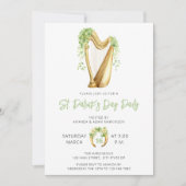 Invitation Budget Harp St. Patricks Day Watercolor Party (Devant)