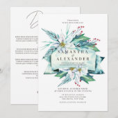 Invitation Budget Hiver Bouquet floral Mariage aquarelle (Devant / Derrière)