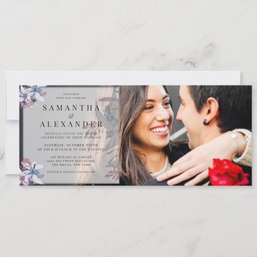 Invitation Budget hiver Floral Aquarelle 2 Mariage photo (Devant)