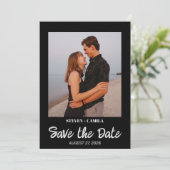 Invitation Budget Instant photo Noir mariage enregistrer la d (Debout devant)