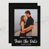 Invitation Budget Instant photo Noir mariage enregistrer la d (Devant / Derrière)