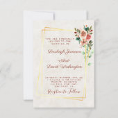 Invitation Budget Joli rose et mariage or (Devant)