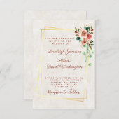 Invitation Budget Joli rose et mariage or (Devant / Derrière)