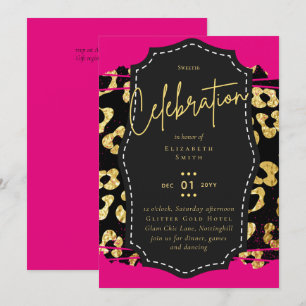 Invitation Budget jolie fille Sweet16 Gold Poster de animal I