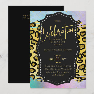 Invitation Budget jolie fille Sweet16 Gold Poster de animal I