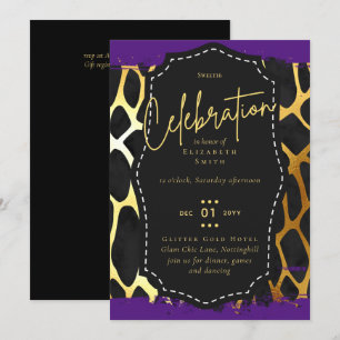 Invitation Budget jolie fille Sweet16 Gold Poster de animal I