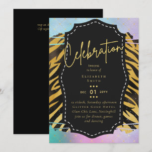 Invitation Budget jolie fille Sweet16 Gold Poster de animal I