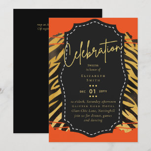 Invitation Budget jolie fille Sweet16 Gold Poster de animal I