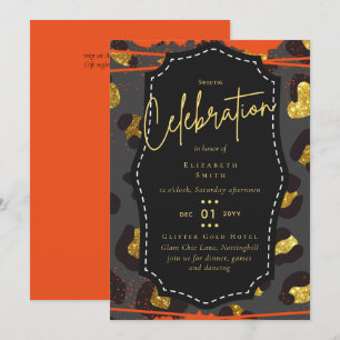 Invitation Budget jolie fille Sweet16 Gold Poster de animal I