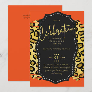 Invitation Budget jolie fille Sweet16 Gold Poster de animal I
